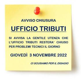 Chiusura Ufficio Tributi 03112022