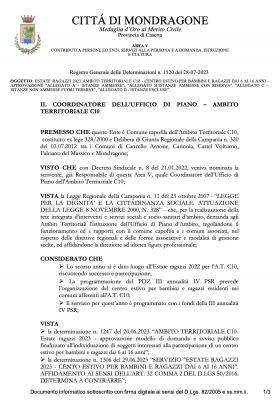 OGGETTO:ESTATE RAGAZZI 2023 AMBITO TERRITORIALE   