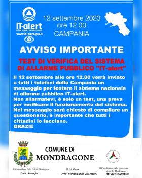 TEST DI VERIFICA DEL SISTEMA DI ALLARME PUBBLICO \