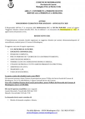 SOGGIORNO CLIMATICO PER ANZIANI  ANNUALITA 2023