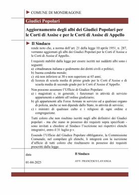 aggiornamento albo giudici popolari 2026/2027