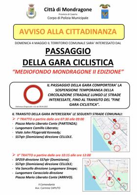 GARA CICLISTICA 4 MAGGIO 2025 - AVVISO ALLA CITTAD