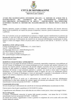 AREA IV Polizia Locale -  AVVISO PER MANIFESTAZION
