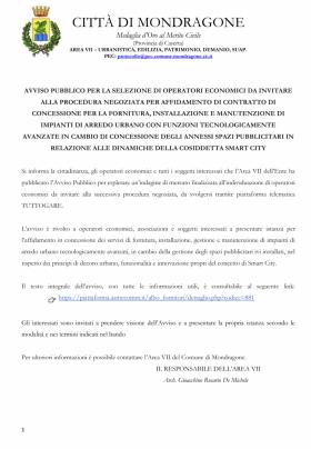AVVISO PUBBLICO PER LA SELEZIONE DI OPERATORI ECON