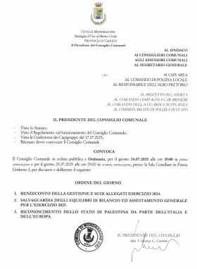 Convocazione del Consiglio Comunale del 25.07.2025
