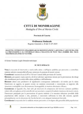 Ordinanza Sindacale n.28 del 31.07.2025