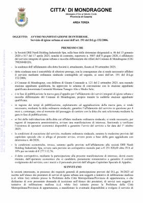 MANIFESTAZIONE DI INTERESSE: servizio di igiene ur