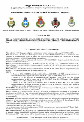 E\' aperto il bando rivolto ai cittadini  