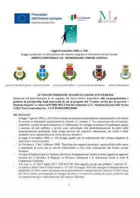 AVVISO MANIFESTAZIONE DI INTERESSE Centro servizi 