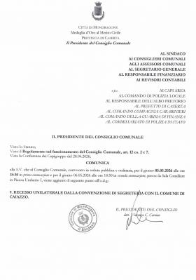 INTEGRAZIONE ODG N.09 Consiglio Comunale del 05.05