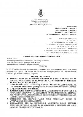 convocazione Consiglio Comunale 26.06.2026