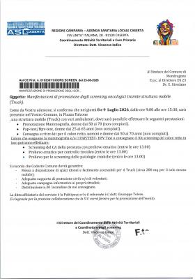 Screening Oncologici Gratuiti 8-9 Luglio 2026