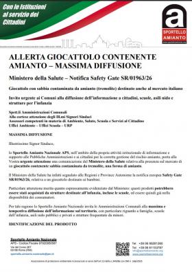 ALLERTA GIOCATTOLO CONTENENTE AMIANTO