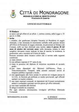 Avviso Iscrizione Albo Presidenti di Seggio Eletto